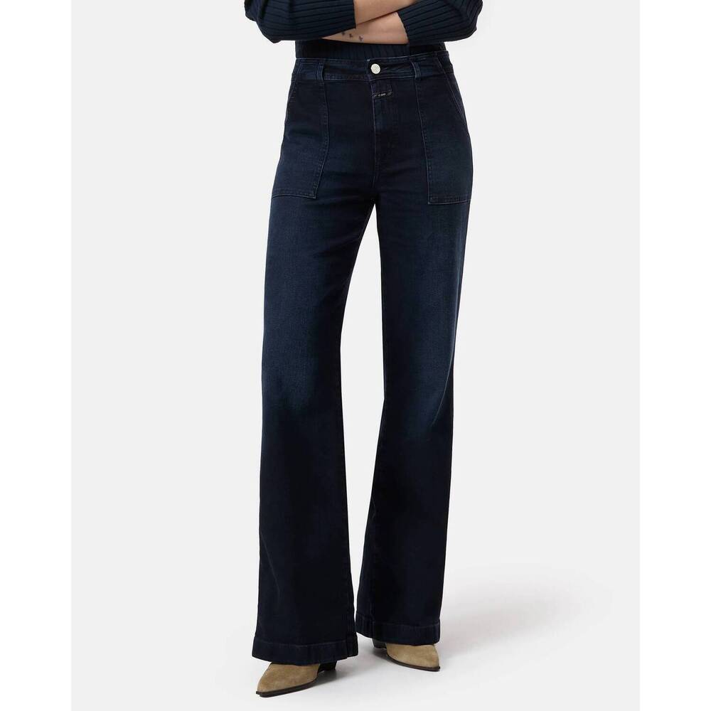 NEW CLOSED women's aria mid-rise pants in blue/black